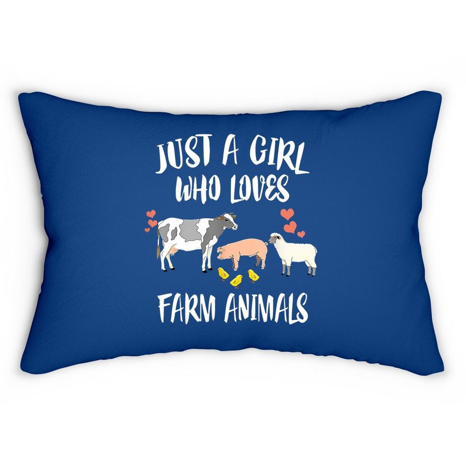 Just A Girl Who Loves Farm Animals Pig Chicken Cow Classic Lumbar Pillow