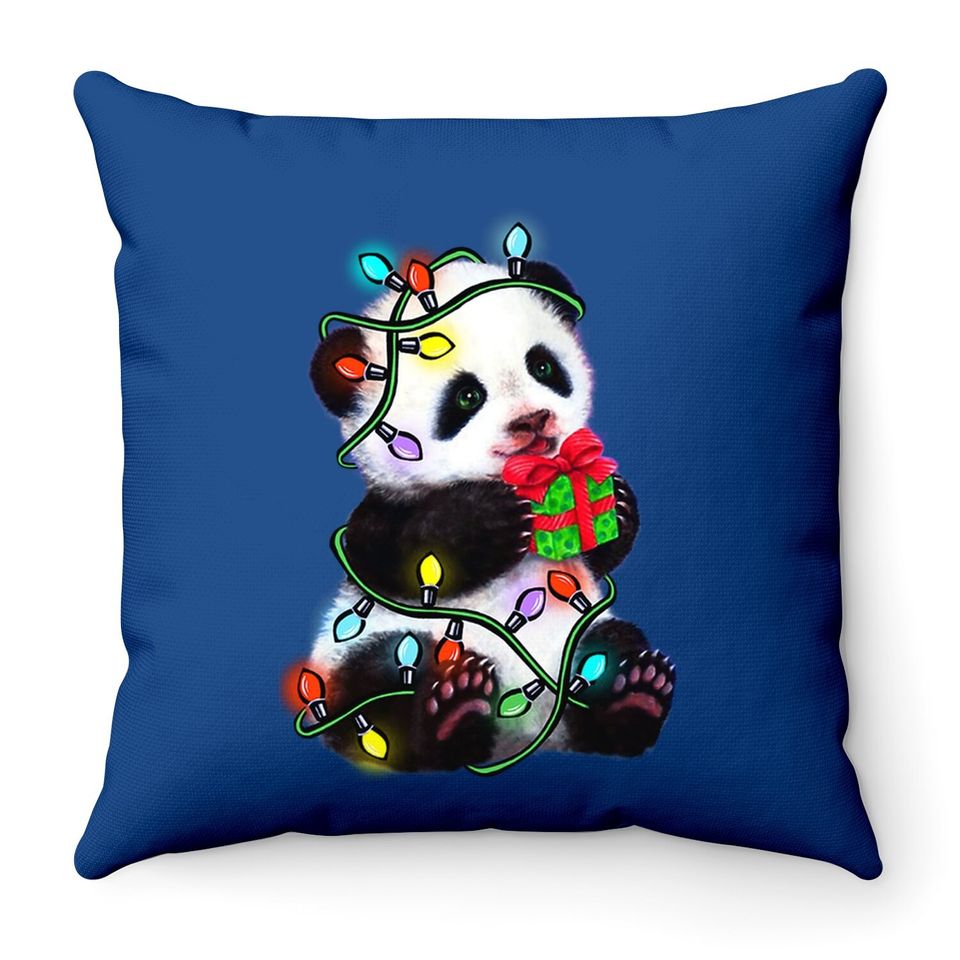 Panda Christmas Colors Vertical Poster Throw Pillow
