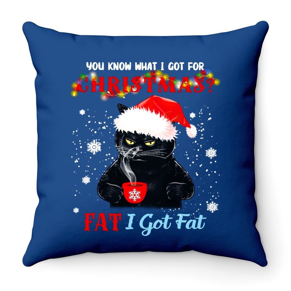 Black Cat I Got Fat For Christmas Classic Throw Pillow
