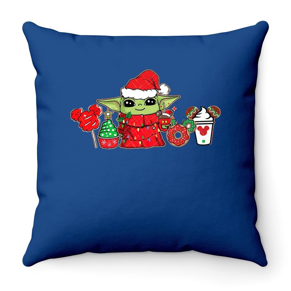 Baby Yoda Snacks Disney Christmas Throw Pillow