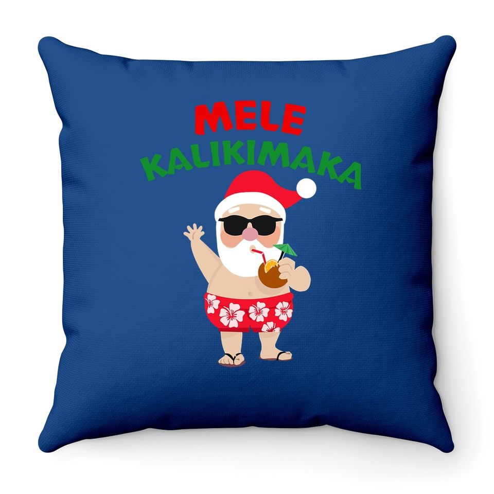Mele Kalikimaka Christmas Vacation Hawaiian Santa Relaxed Fit Throw Pillow