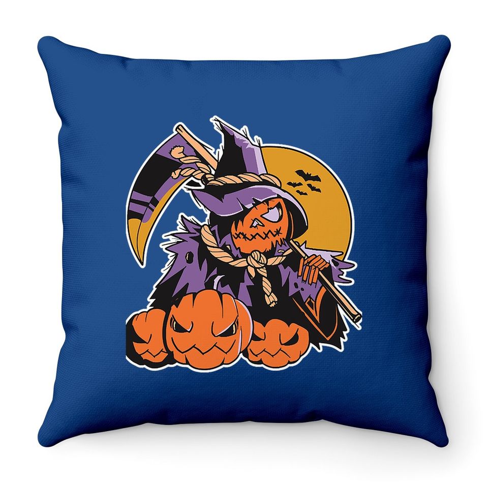 Spooky Pumpkin Head Scarecrow Classic Throw Pillow