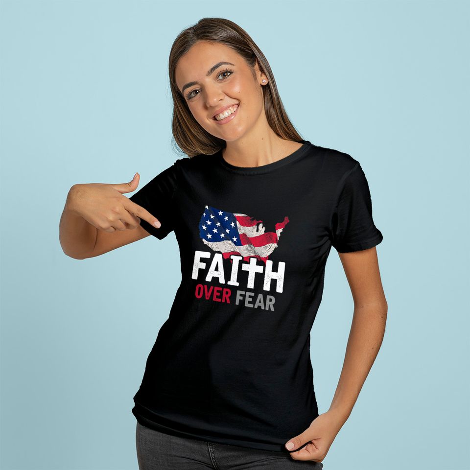 Faith Over Fear Patriotic Christian USA Flag Lord Jesus Hoodie