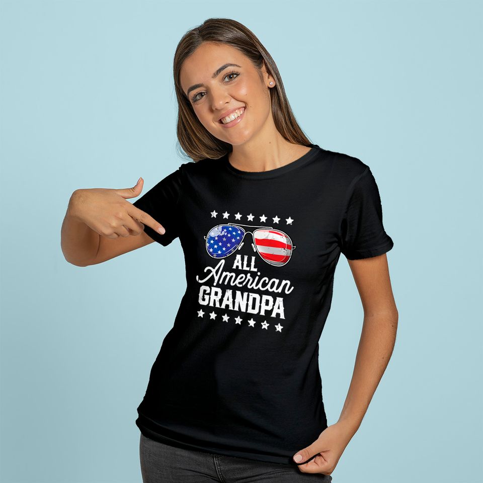 All American Grandpa 4th of July Family Matching Sunglasses Hoodie