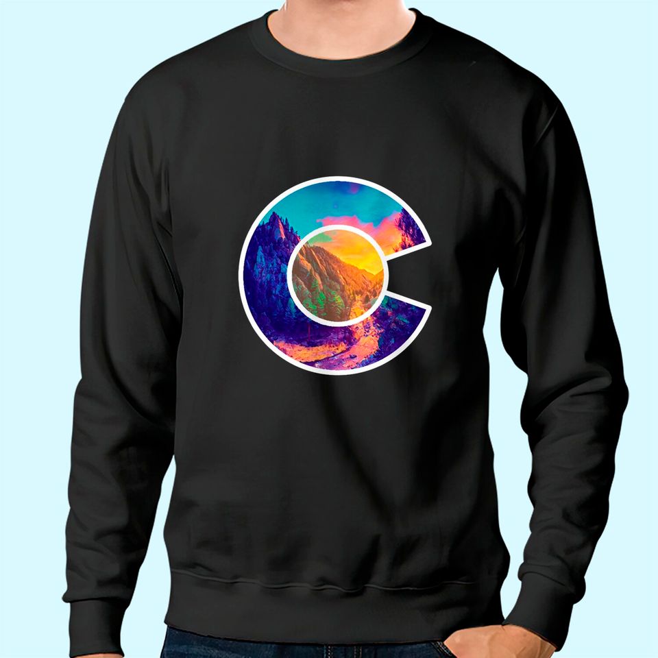 Colorado Mountain Colorado C Graphic - MountainSunset Design Sweatshirt
