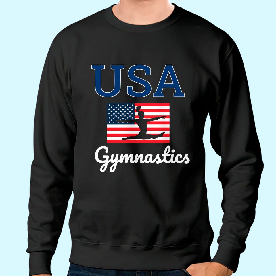 Girl Tumbling Team Gear Gymnastics USA American Flag Sweatshirt