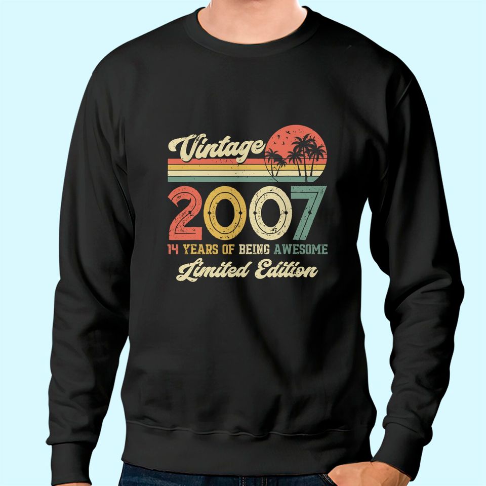 Vintage 2007 14th Birthday Gift Boys Girls Sweatshirt