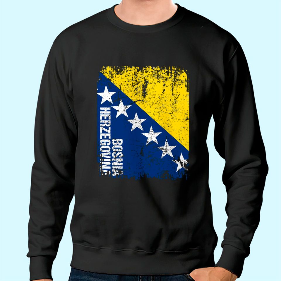 Bosnia Flag Vintage Distressed Sweatshirt