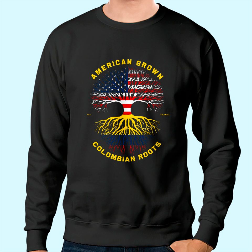 American Grown With Colombian Roots Tree USA Flag Gifts Sweatshirt