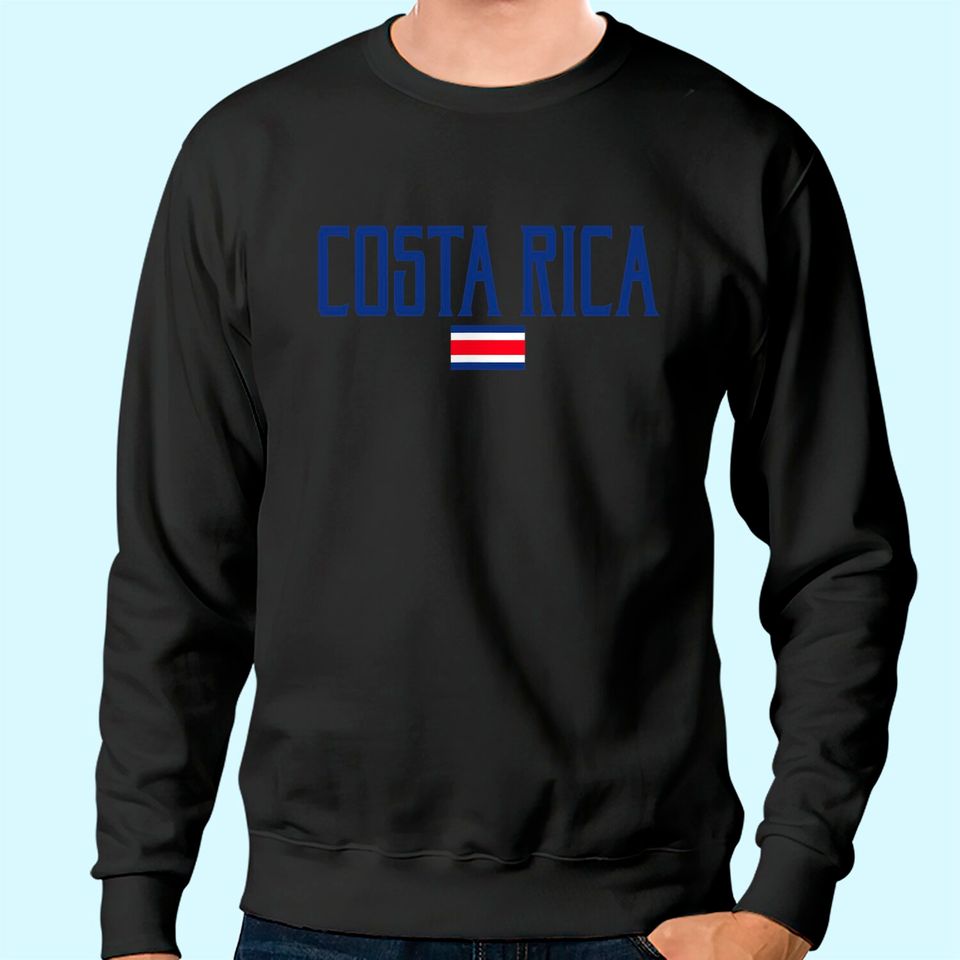 Costa Rica Flag Vintage Blue Text Sweatshirt