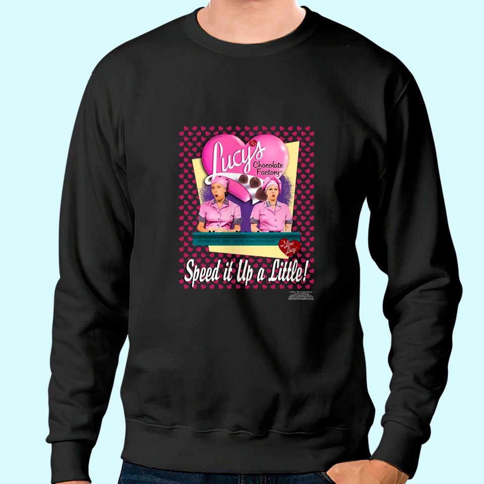 I Love Lucy Sweatshirt Chocolate Factory Speed it Up Pink Tee
