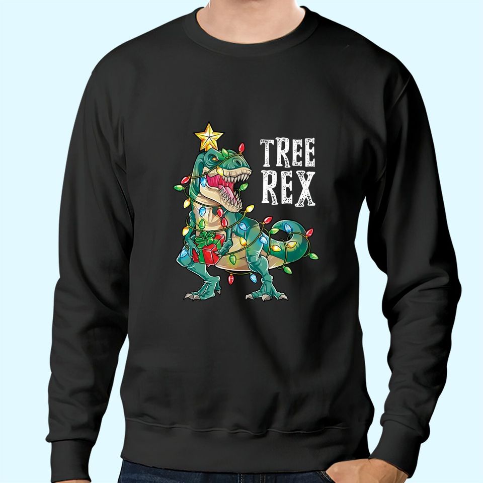 Christmas Dinosaur Tree Rex Pajamas Sweatshirts