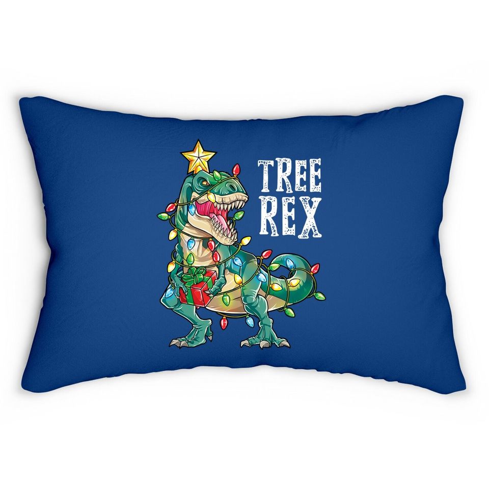 Christmas Dinosaur Tree Rex Pajamas Lumbar Pillows