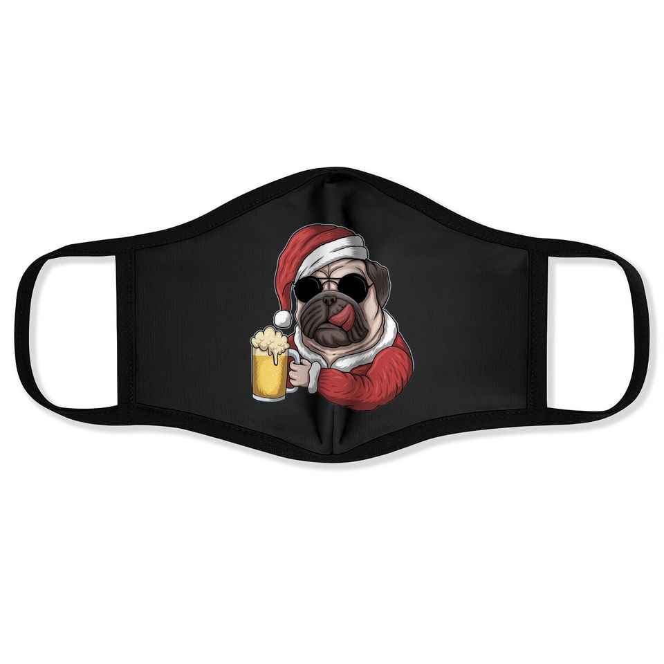 Dog Beer Wearing A Santa Christmas Face Masks