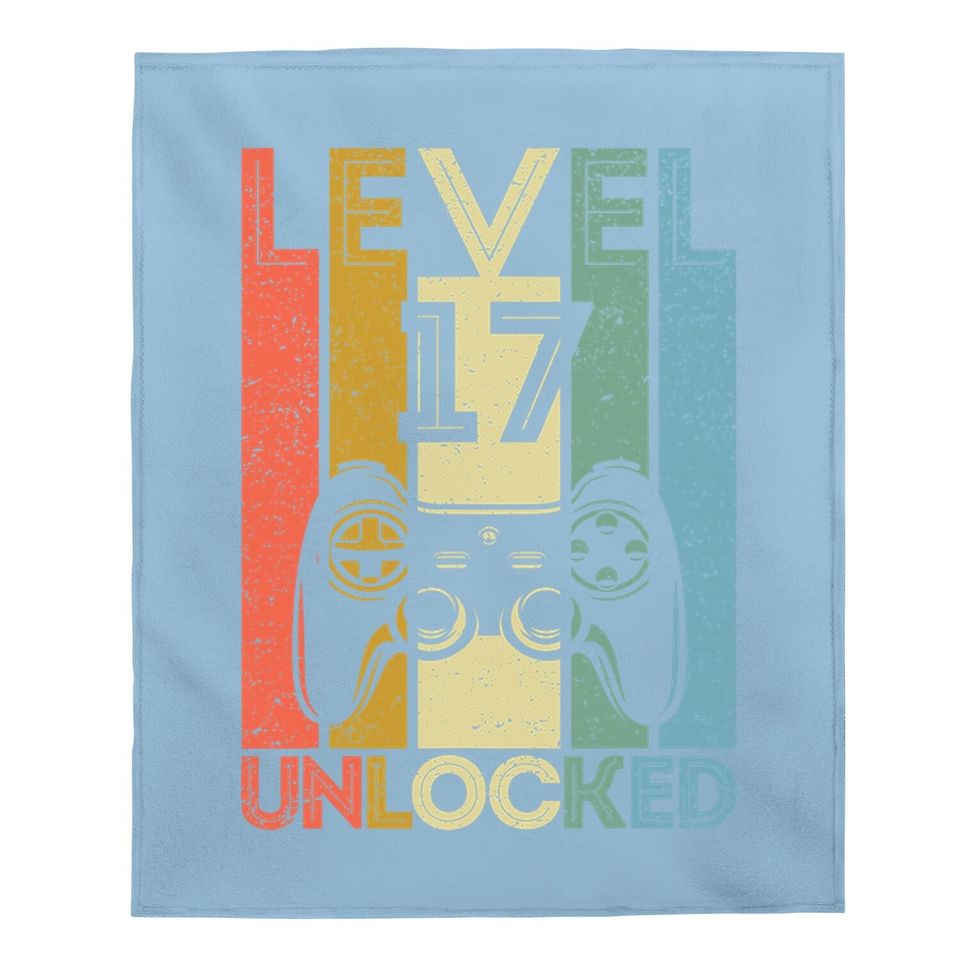 Level 17 Unlocked Baby Blanket Funny Video Gamer 17th Birthday Gift Baby Blanket