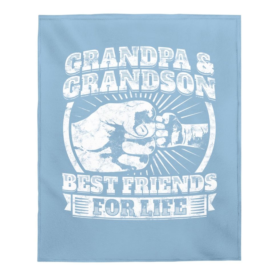 Grandpa And Grandson Gift Family Baby Blanket Grandad Fist Bump Baby Blanket