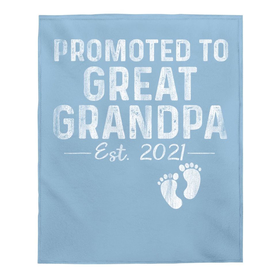 Promoted To Great Grandpa Est 2021 Baby Blanket Father's Day Gifts Baby Blanket
