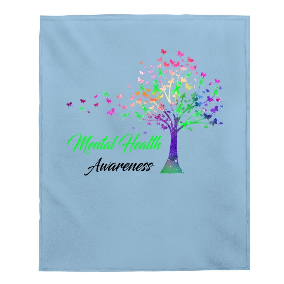 Tree Ribbon Mental Health Awareness Baby Blanket