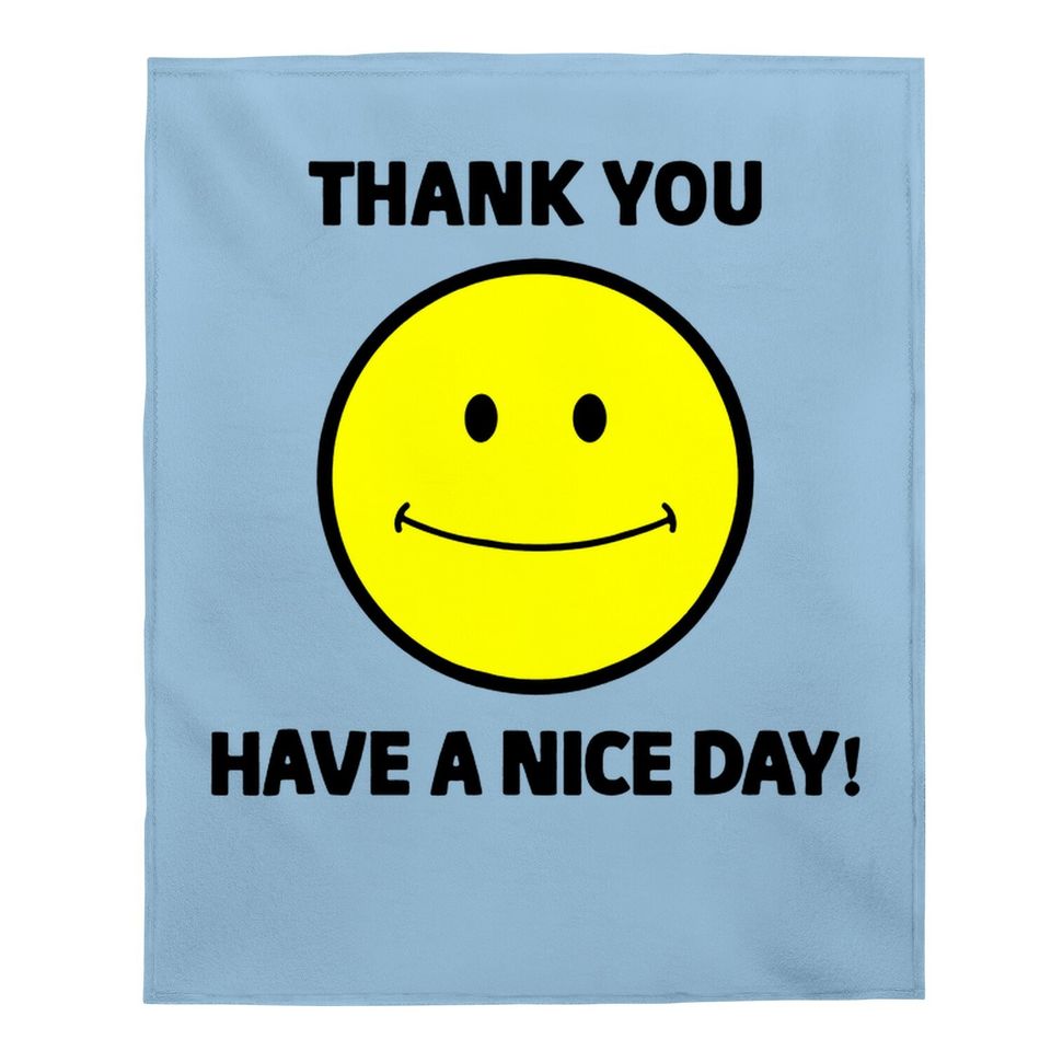 Thank You Have A Nice Day Smiley Grocery Bag Novelty Baby Blanket