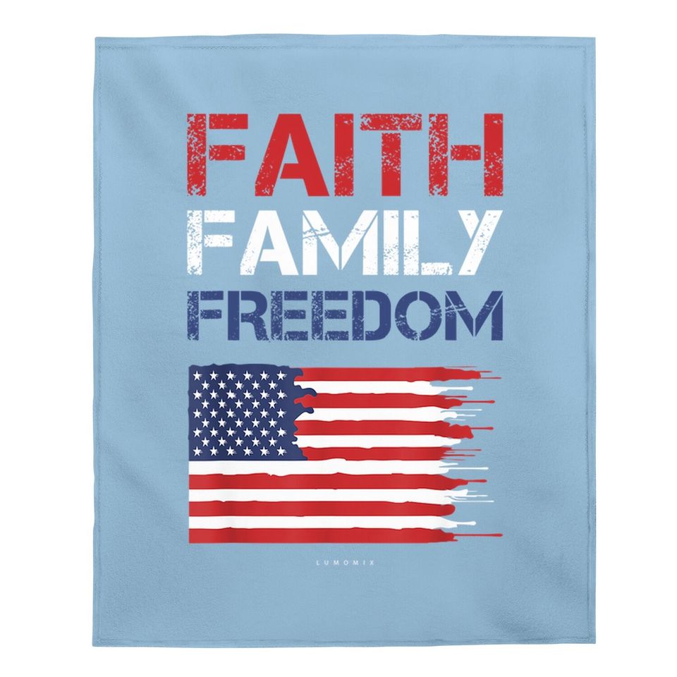 Faith Family Freedom - Patriotic Usa Baby Blanket - American Gift Baby Blanket