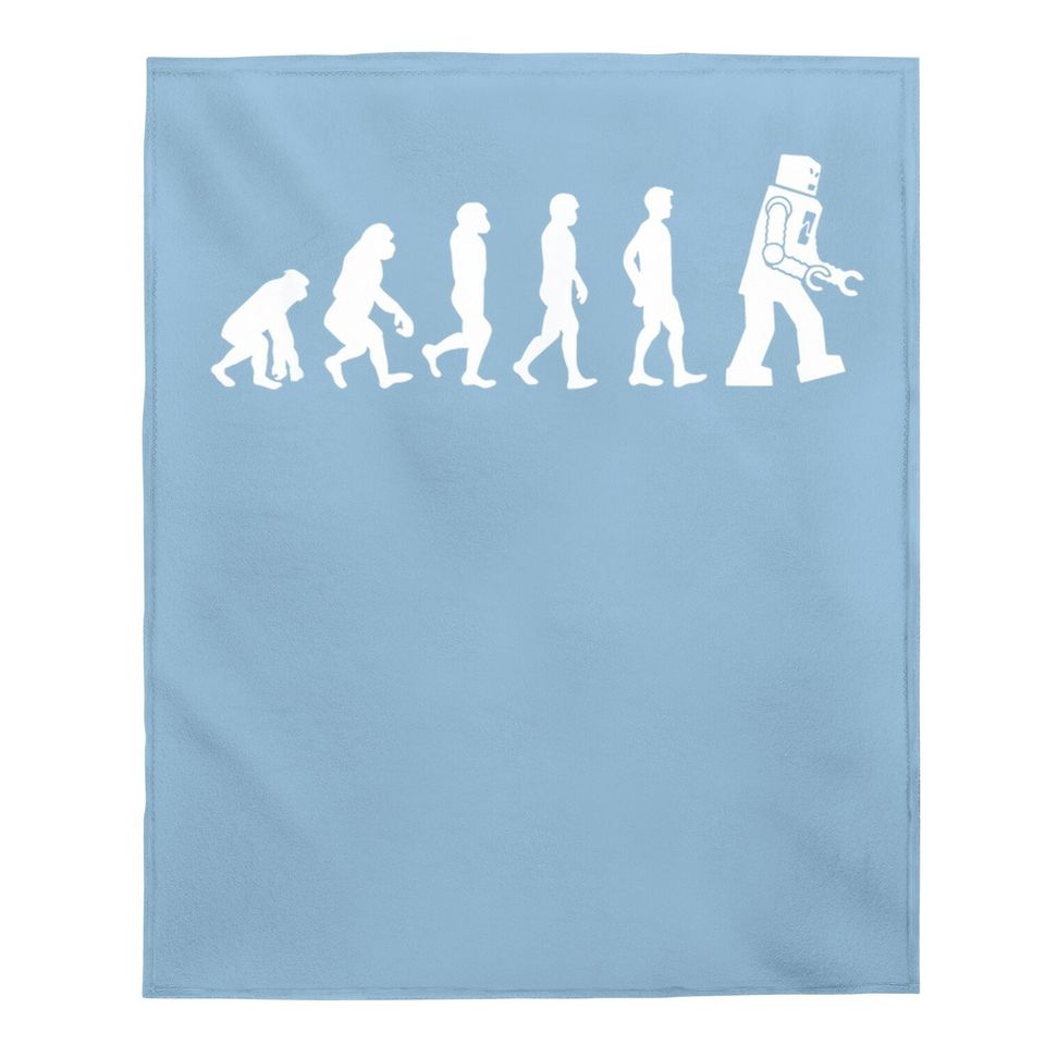 Funny Baby Blanket - Ape, Monkey, Man To Robot Evolution Baby Blanket