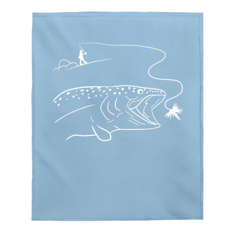 Fly Fishinger Catches Big Trout For Mountain Lover Baby Blanket