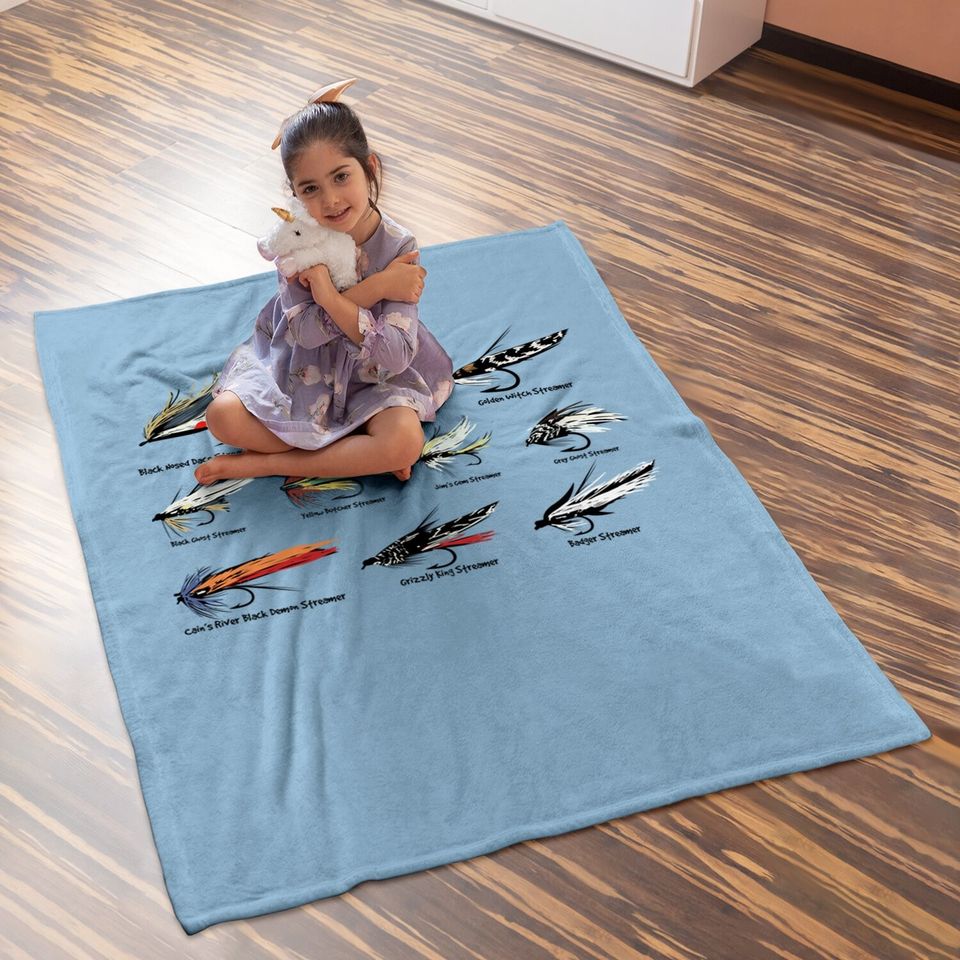 Vintage Fly Fishing Lures In Color Baby Blanket Baby Blanket