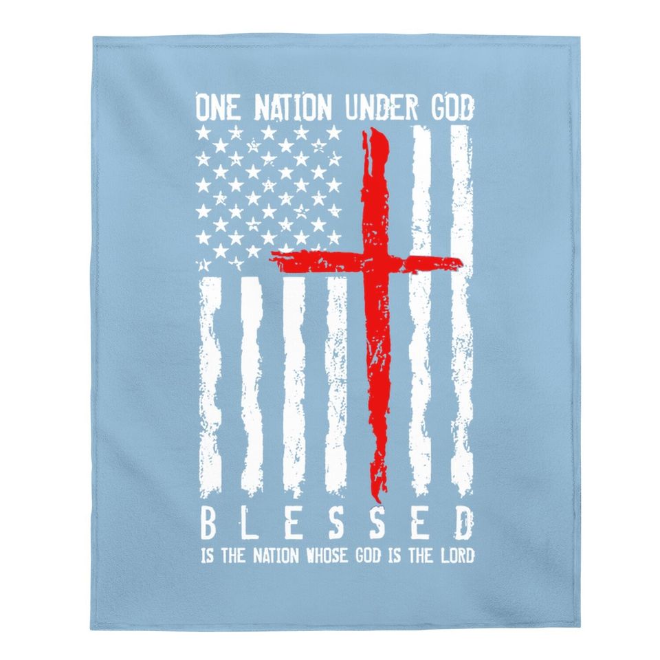 Patriotic Christian Baby Blanket "blessed" One Nation Under God