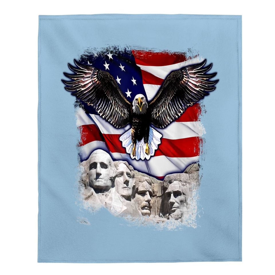 American Bald Eagle Mount Rushmore 'merica Flag Baby Blanket