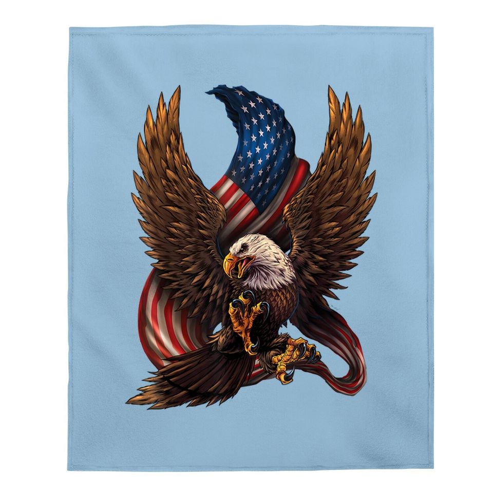 Patriotic American Design With Eagle And Flag Baby Blanket