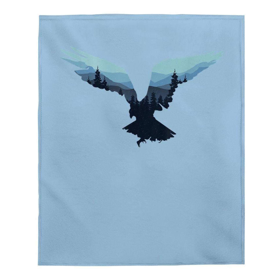 Beautiful Flying Eagle Night Sky Forest Bird Silhouette Baby Blanket