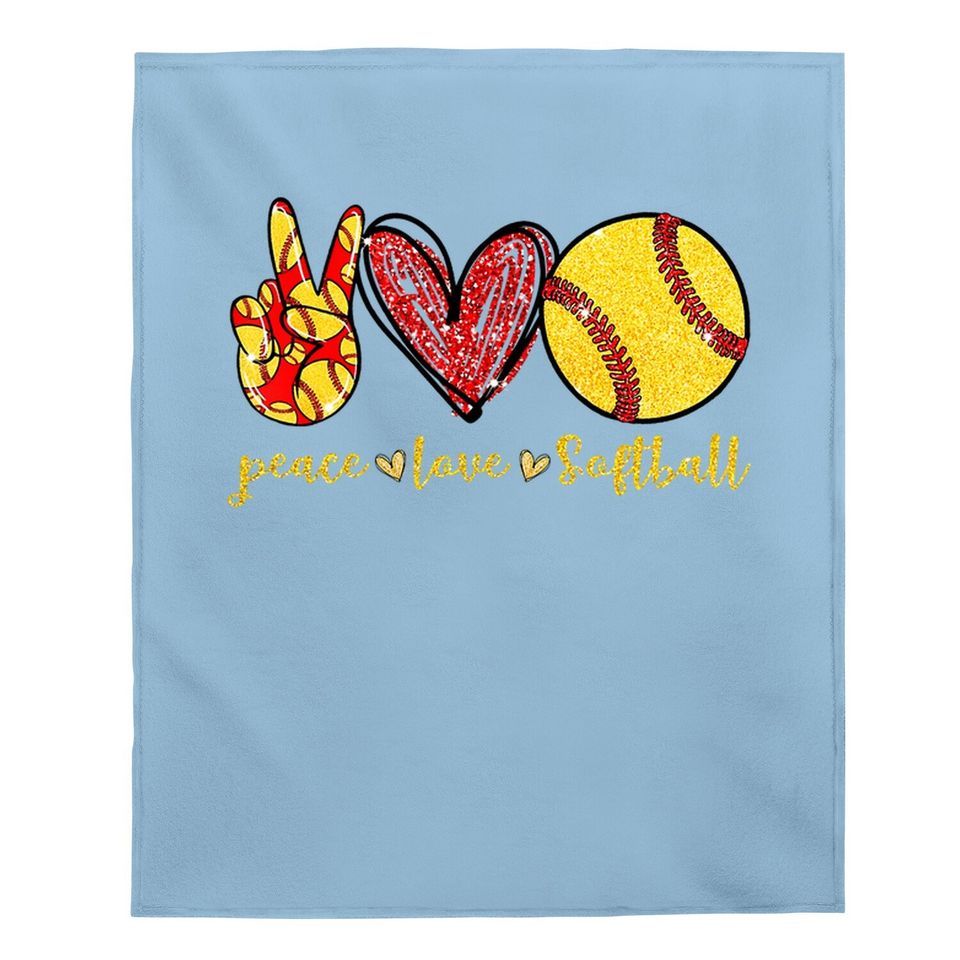 Peace Love Softball Cute Softball Lovers Gifts Baby Blanket