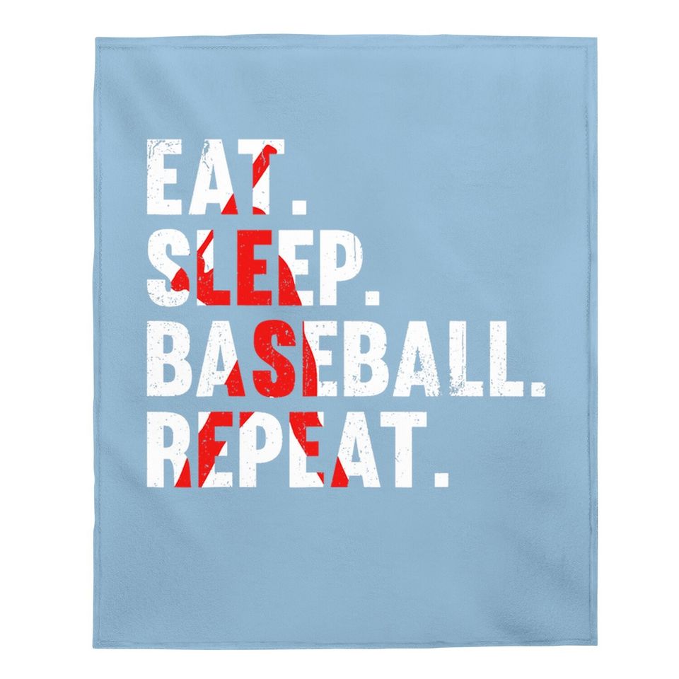 Eat Sleep Baseball Repeat, Baby Blanket For Sport Lovers Baby Blanket