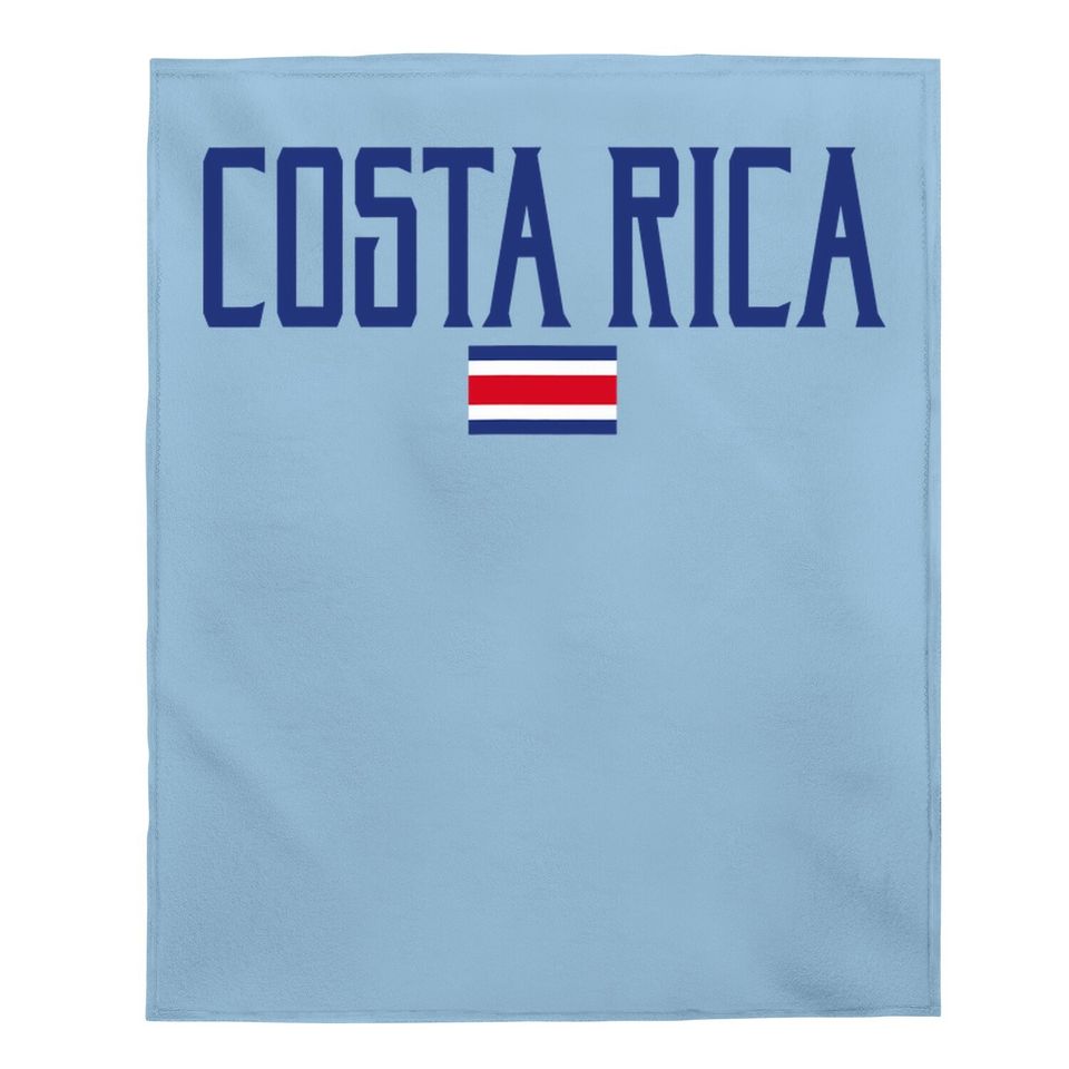 Costa Rica Flag Vintage Blue Text Baby Blanket