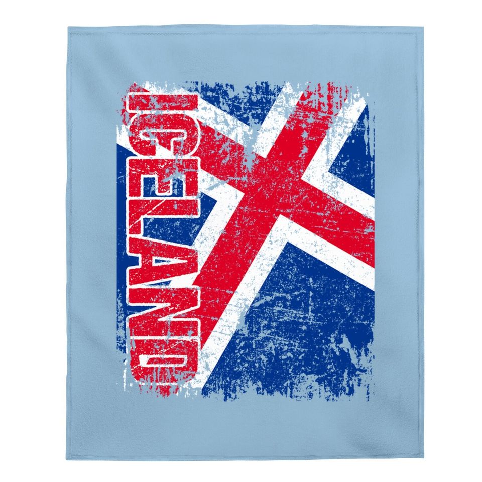 Iceland Flag Vintage Distressed Baby Blanket