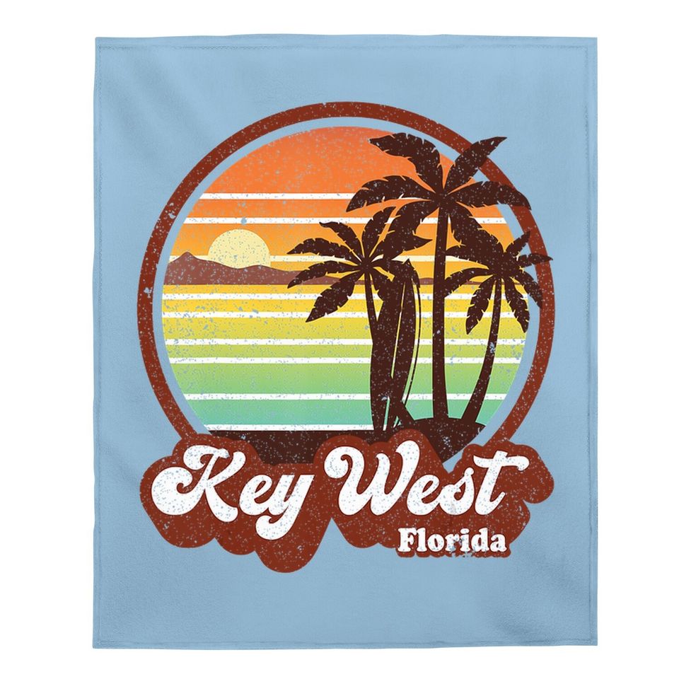 Key West Souvenirs Florida Vintage Surf Surfing Retro 70s Baby Blanket