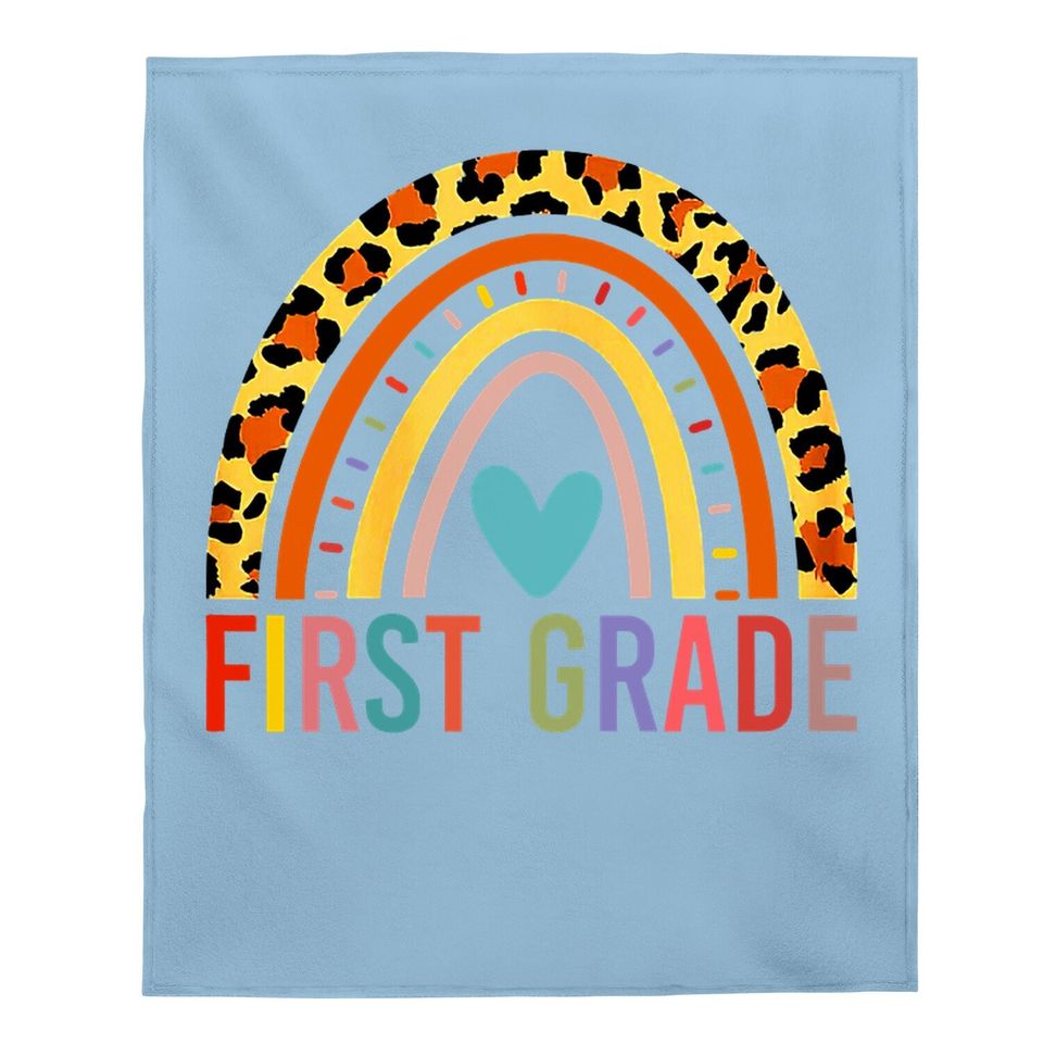 First Grade Rainbow Girls Boys Teacher Team Baby Blanket