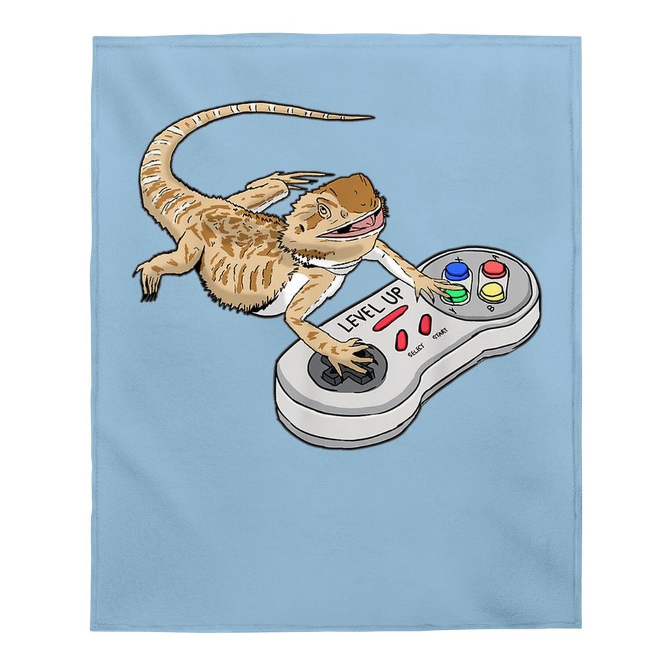 Bearded Dragon Playing Video Game Reptiles Pagona Gamers Baby Blanket