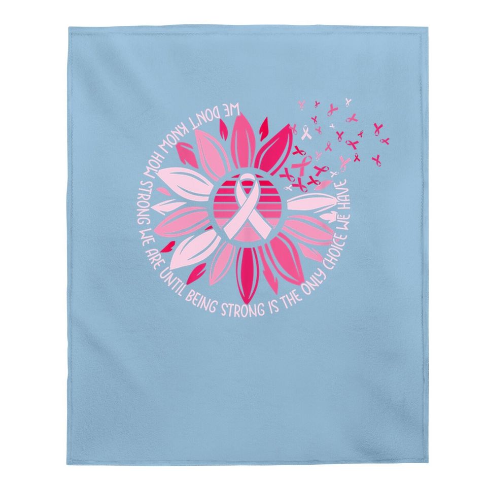 Sunflower Pink Ribbons Breast Cancer Awareness Warrior Baby Blanket
