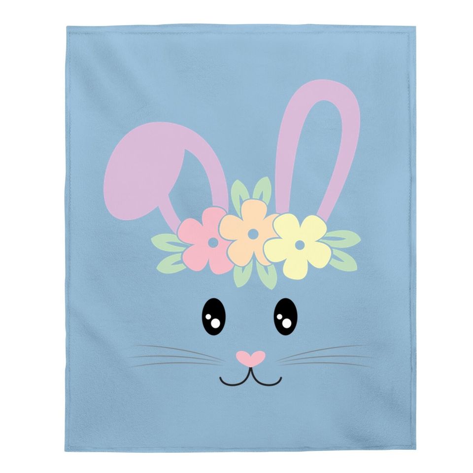 Easter Bunny Face Pastel Baby Blanket For Girls And Toddlers Baby Blanket