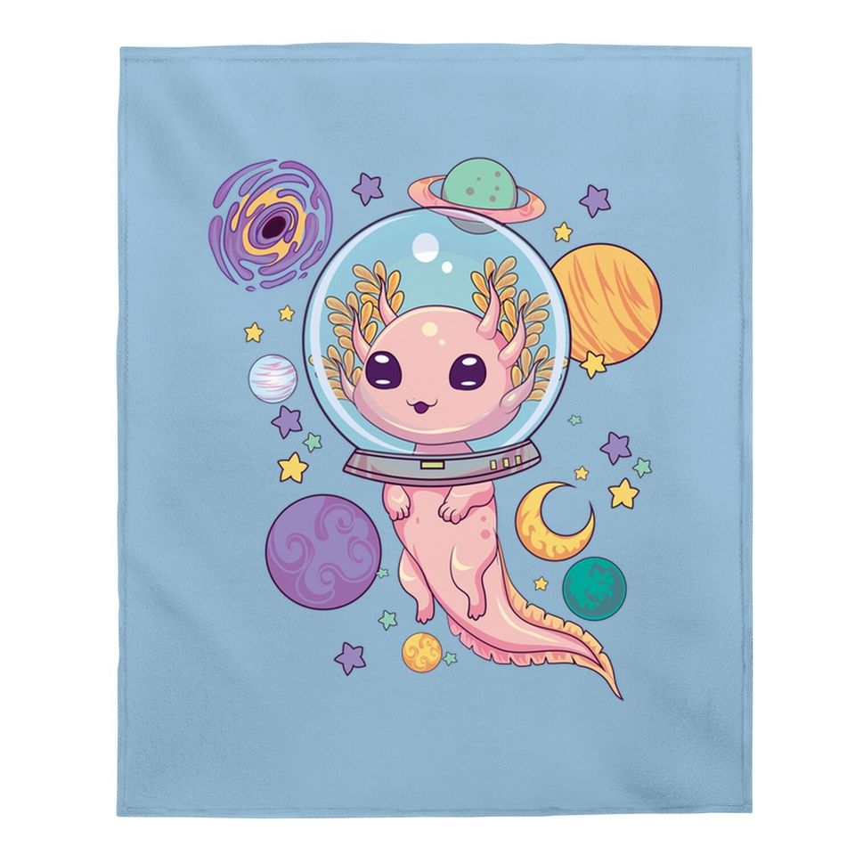 Space Axolotl Kawaii Pastel Goth Anime Aesthetic Nu Goth Baby Blanket