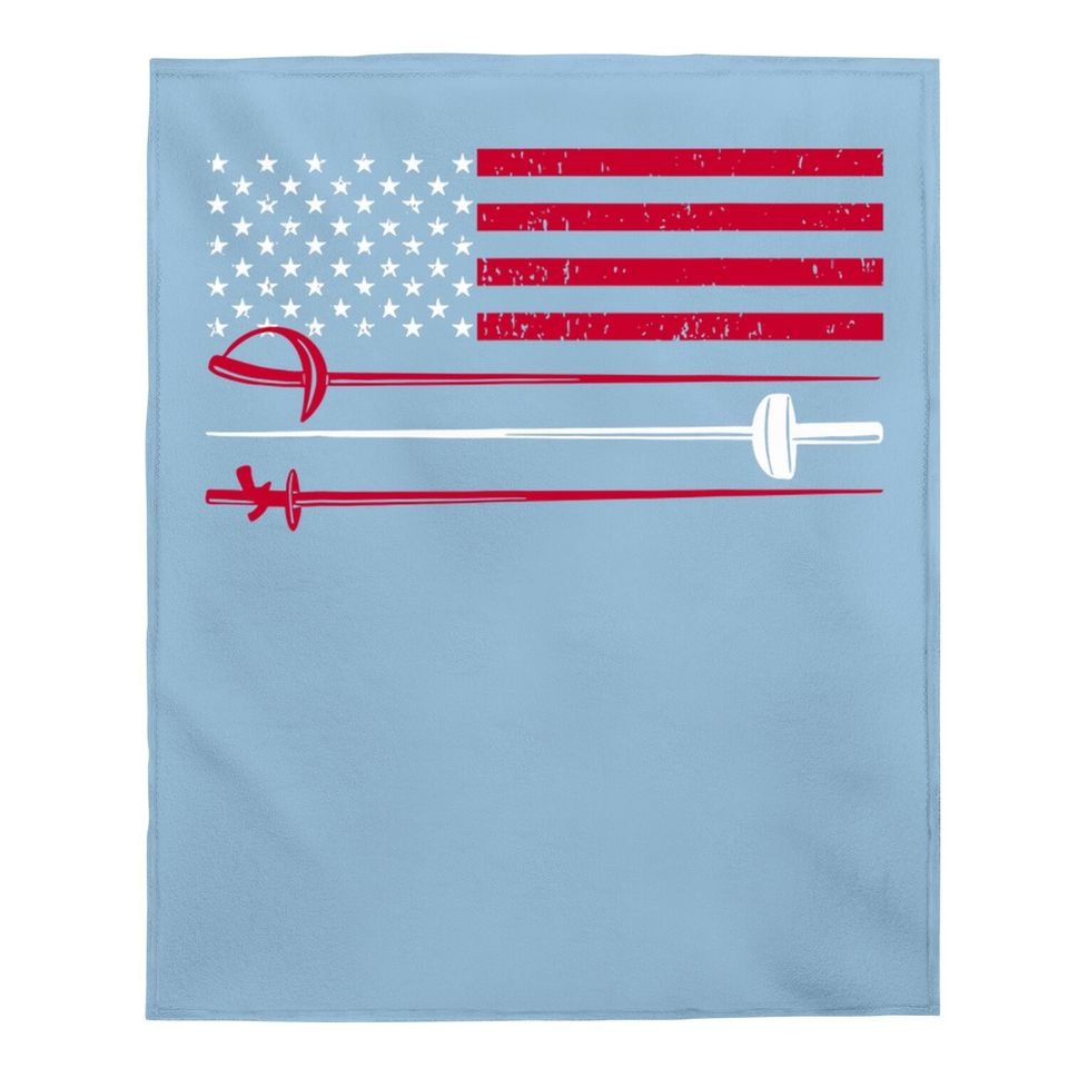 Fencing American Flag Sabers Usa Gift Baby Blanket