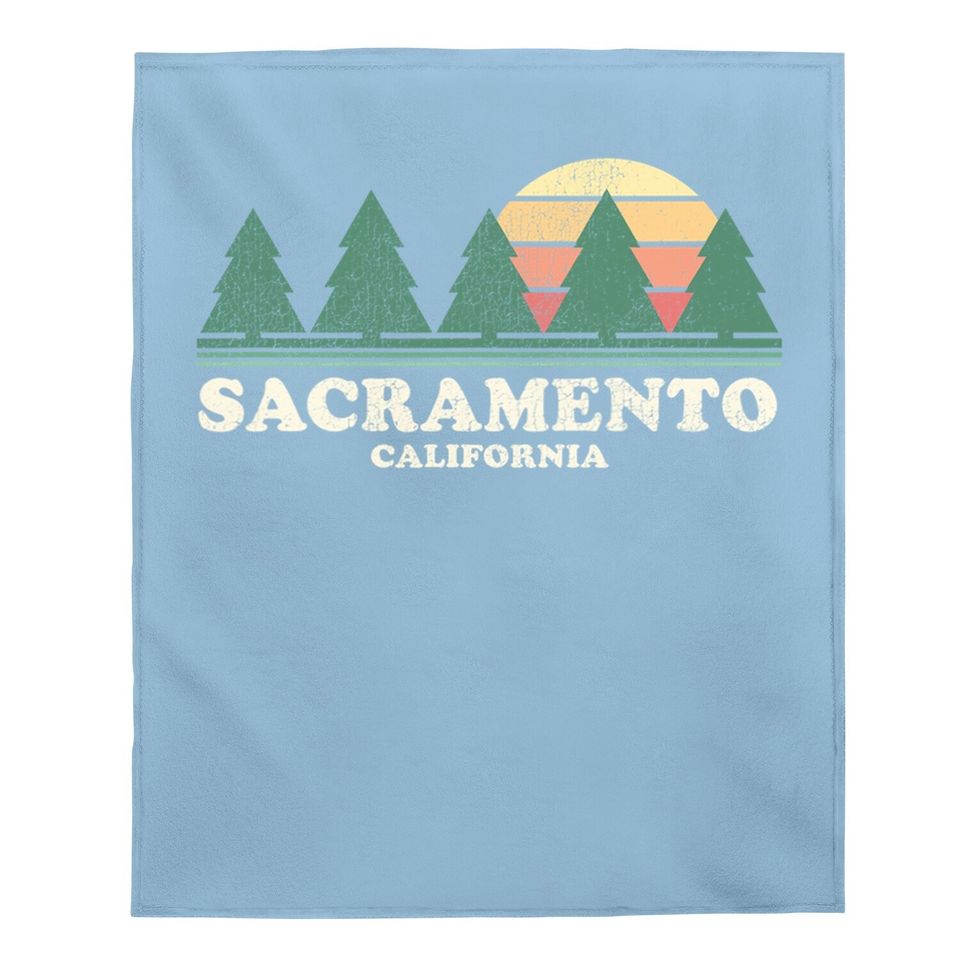 Sacramento Ca Vintage Throwback Baby Blanket Retro 70s Design Baby Blanket