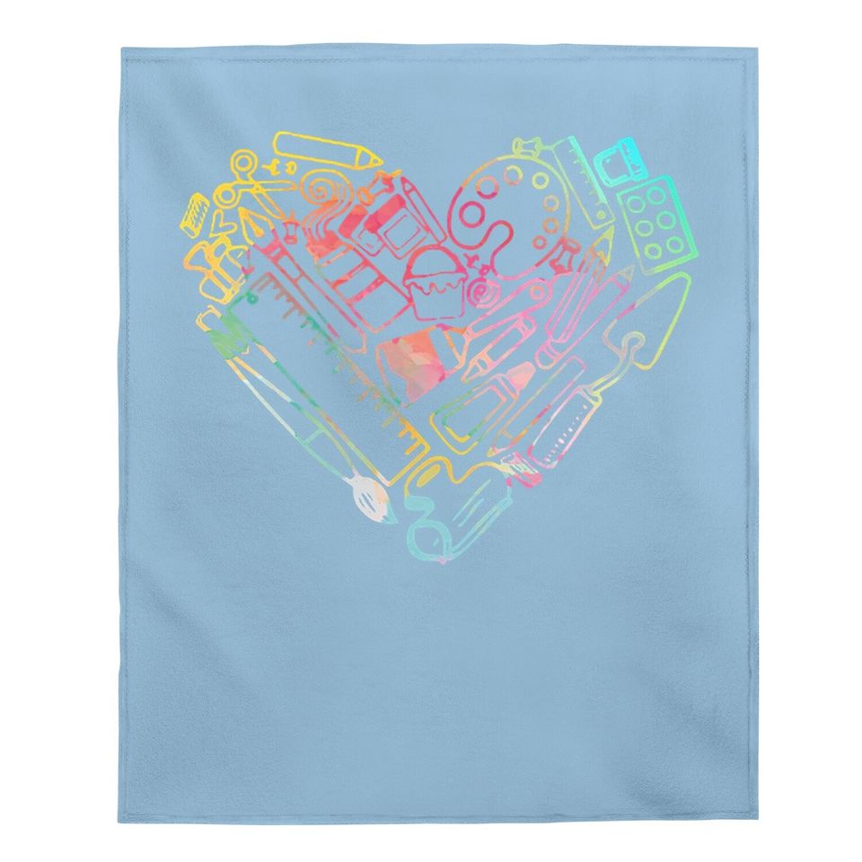 Heart Shape Love Watercolor Art Teacher Baby Blanket
