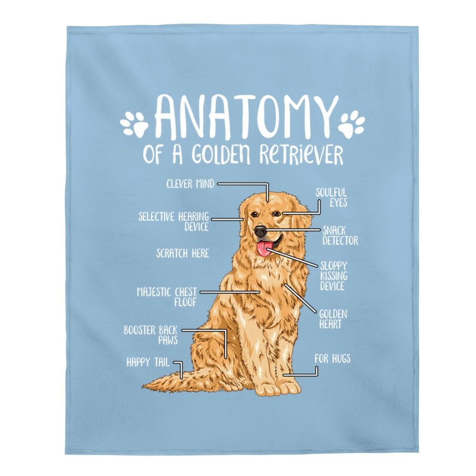 Anatomy Golden Retriever Dog Baby Blanket