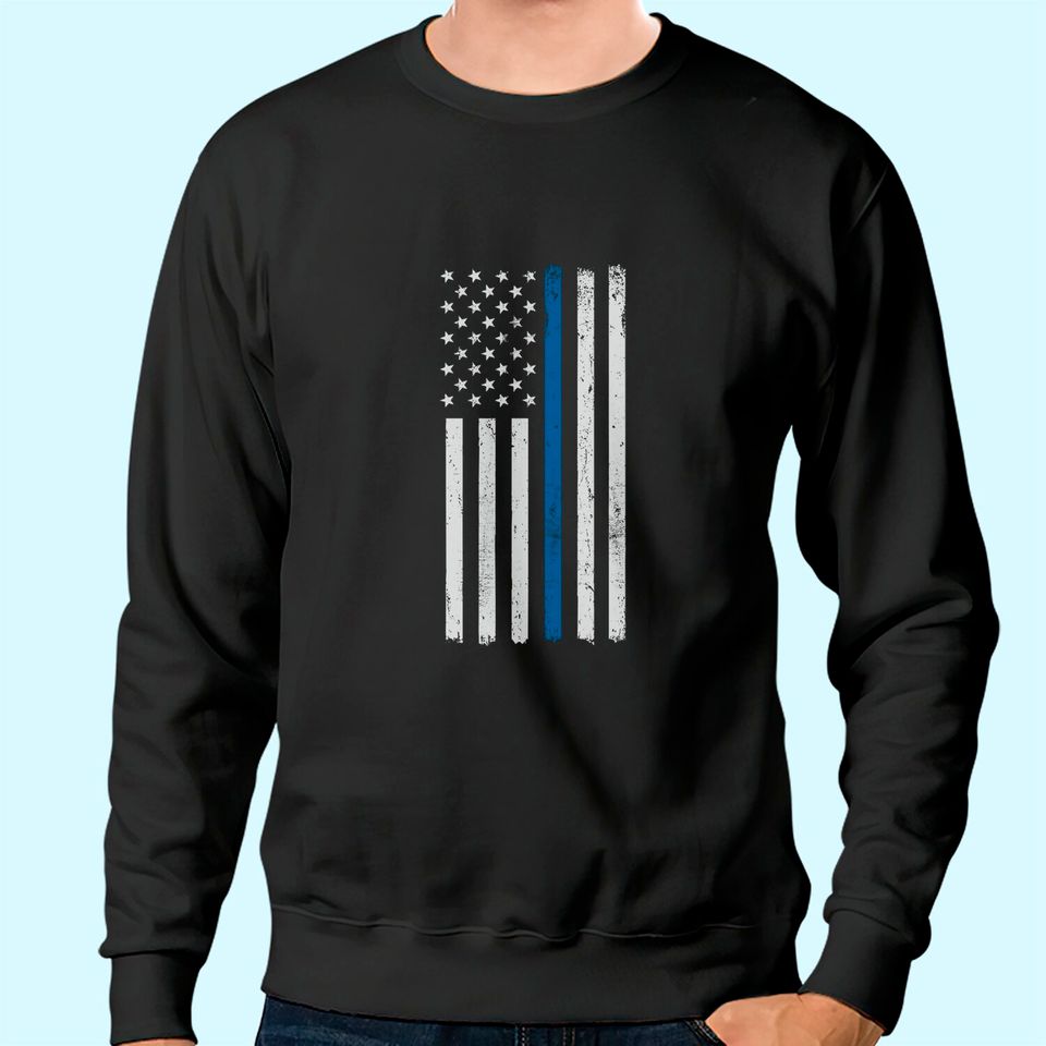 American Flag Thin Blue Line Police Support Lives Matter US Sweatshirt