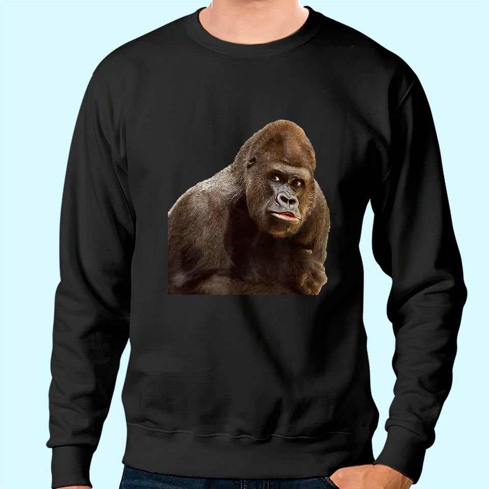 GORILLA APE Wildlife Zoo Animals Prints Preservation Sweatshirt