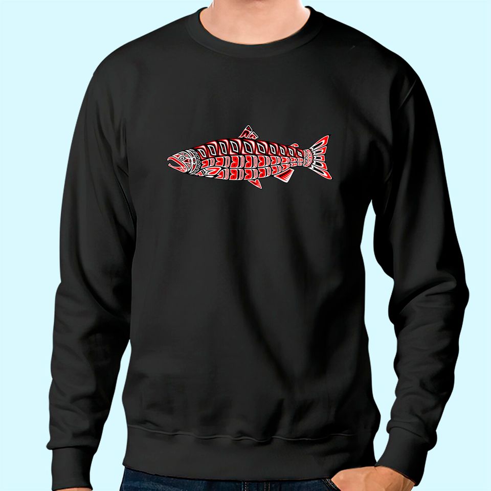 Salmon Native American Indian Pacific Northwest Coast Coho Sweatshirt