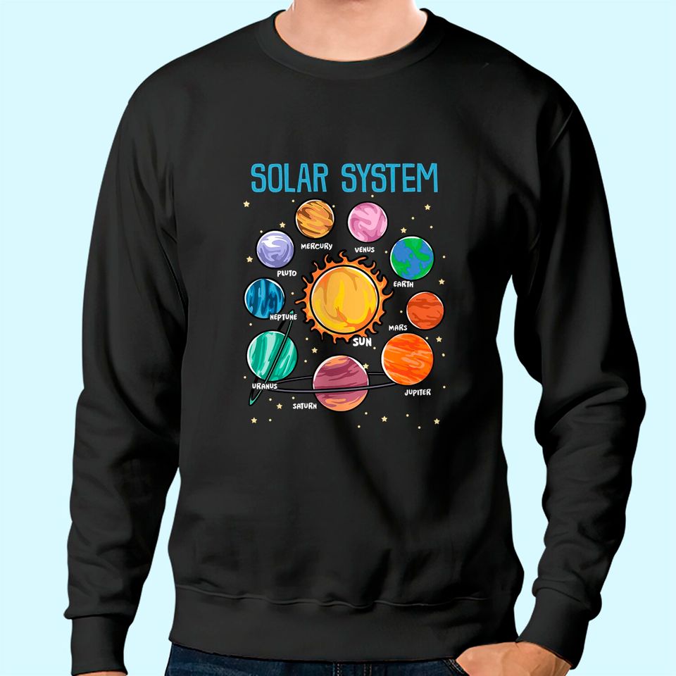 Solar System Planets Science Space Boys Girls STEM Kids Sweatshirt