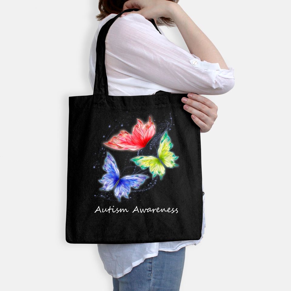 Autism Awareness Butterflies Without Puzzle Pieces Colorful Tote Bag